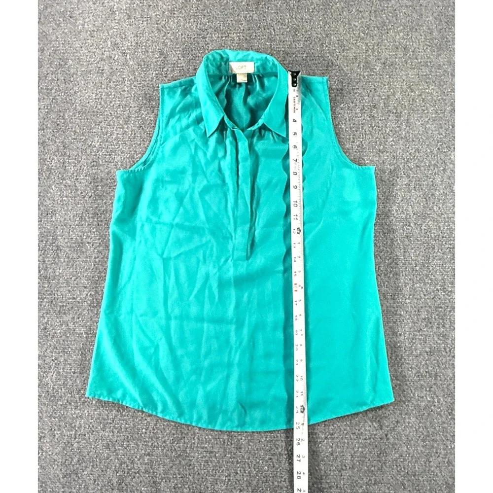 Ann Taylor Loft Teal Green Sleeveless Button Front Blouse Top Small - Picture 4 of 5